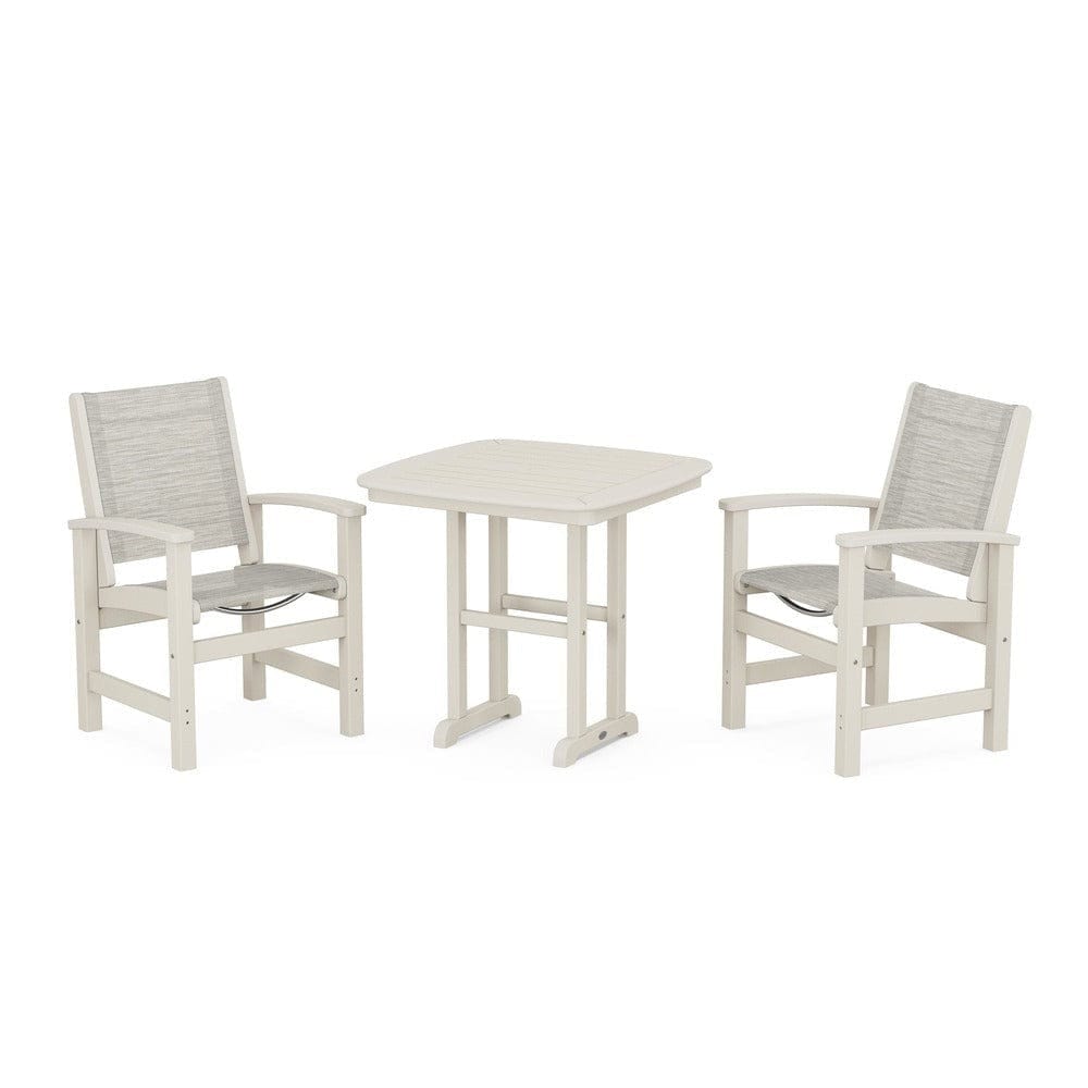 POLYWOOD® Outdoor Furniture Sand / Birch Sling POLYWOOD® - Coastal 3-Piece Dining Set - PWS1205