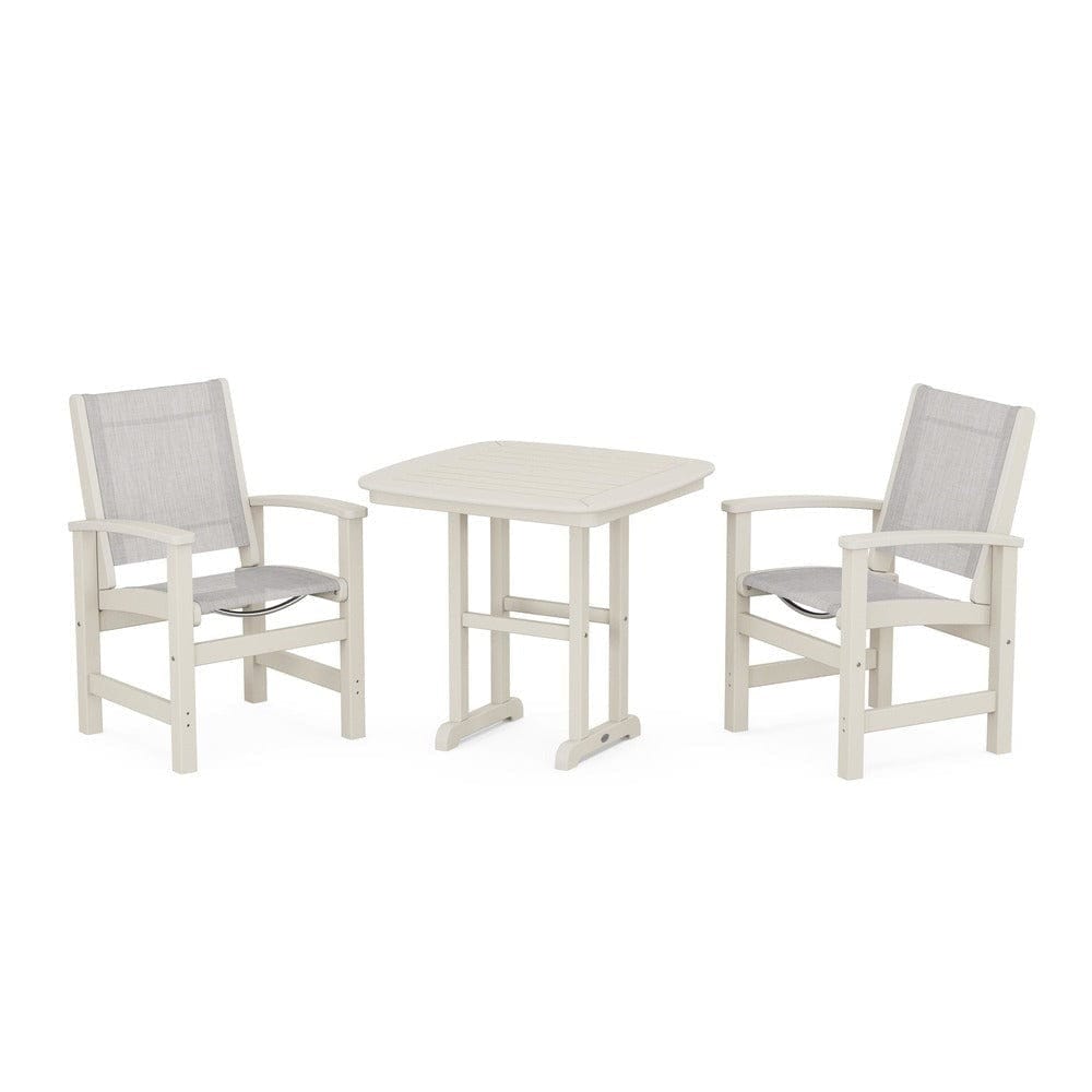 POLYWOOD® Outdoor Furniture Sand / Parchment Sling POLYWOOD® - Coastal 3-Piece Dining Set - PWS1205