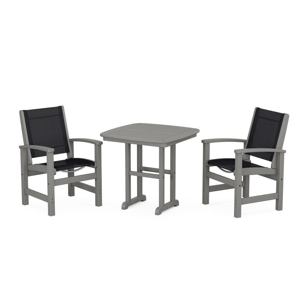 POLYWOOD® Outdoor Furniture Slate Grey / Black Sling POLYWOOD® - Coastal 3-Piece Dining Set - PWS1205