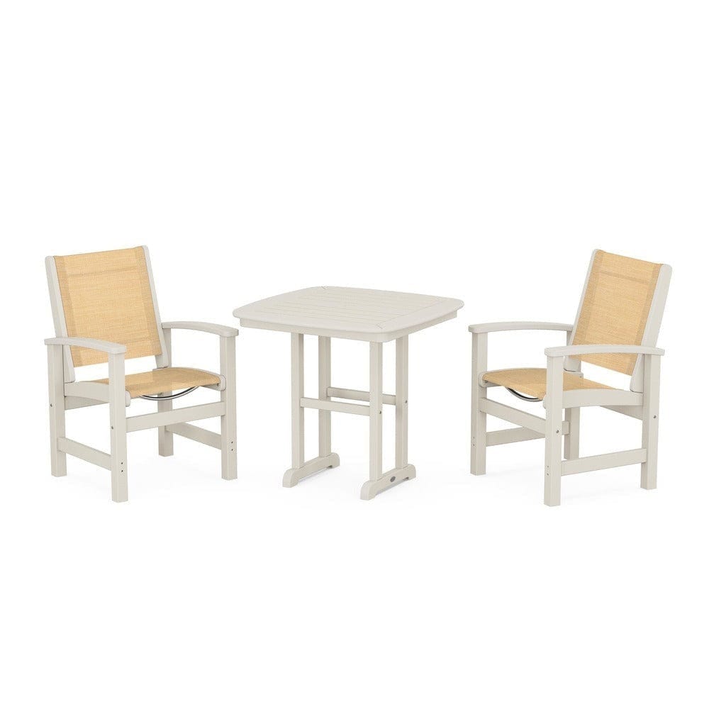 POLYWOOD® Outdoor Furniture Sand / Dupioni Apricot Sling POLYWOOD® - Coastal 3-Piece Dining Set - PWS1205