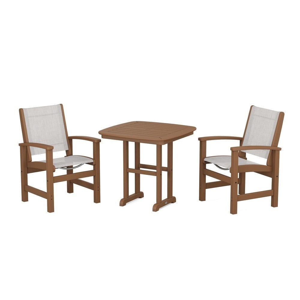 POLYWOOD® Outdoor Furniture Teak / Parchment Sling POLYWOOD® - Coastal 3-Piece Dining Set - PWS1205