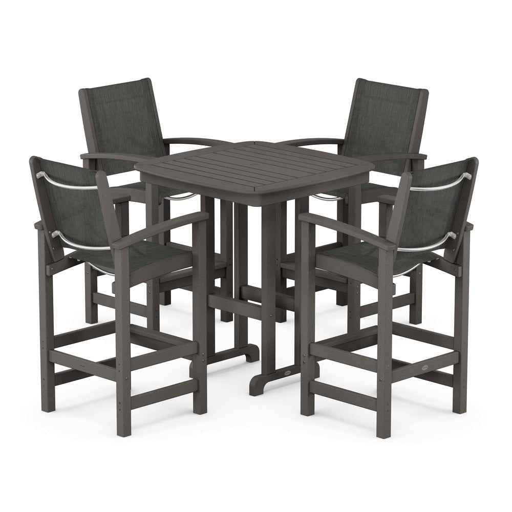 POLYWOOD® Outdoor Furniture POLYWOOD® Coastal 5-Piece Bar Set - PWS210-1