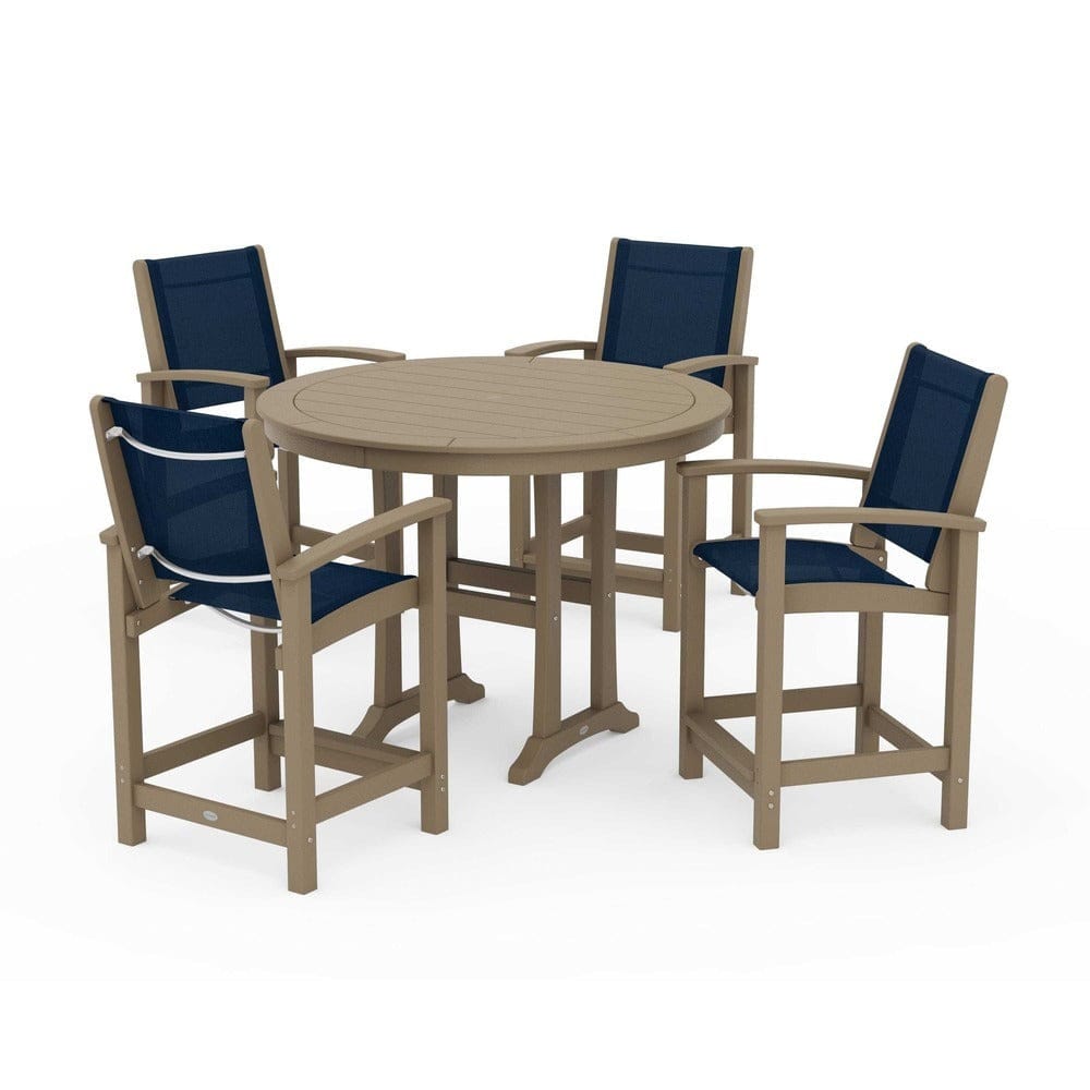 POLYWOOD® Outdoor Furniture POLYWOOD® - Coastal 5-Piece Counter Set - PWS319
