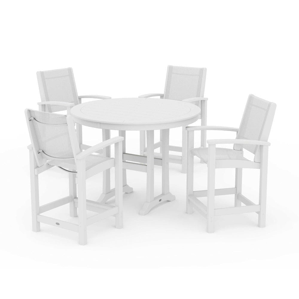 POLYWOOD® Outdoor Furniture White / White Sling POLYWOOD® - Coastal 5-Piece Counter Set - PWS319