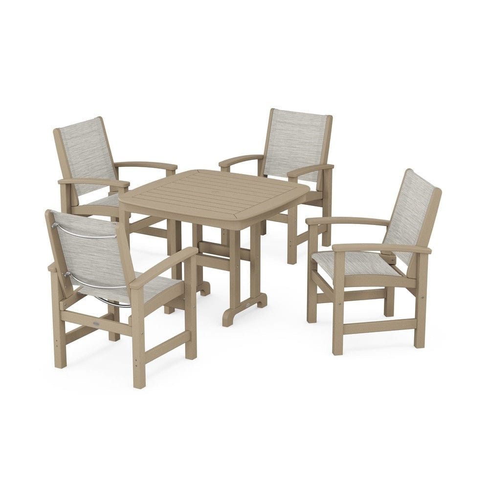 POLYWOOD® Outdoor Furniture Vintage Sahara / Birch Sling POLYWOOD® - Coastal 5-Piece Dining Set - PWS1236