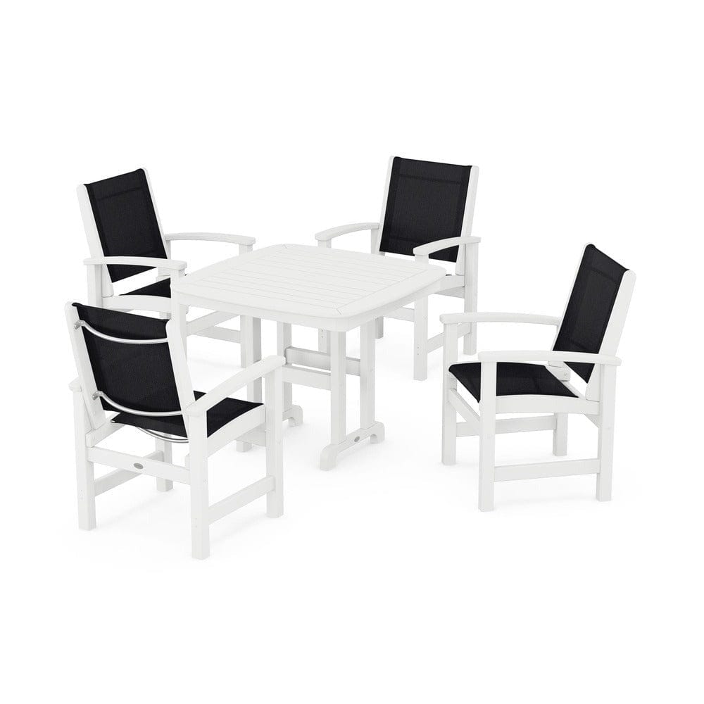 POLYWOOD® Outdoor Furniture White / Black Sling POLYWOOD® - Coastal 5-Piece Dining Set - PWS1236