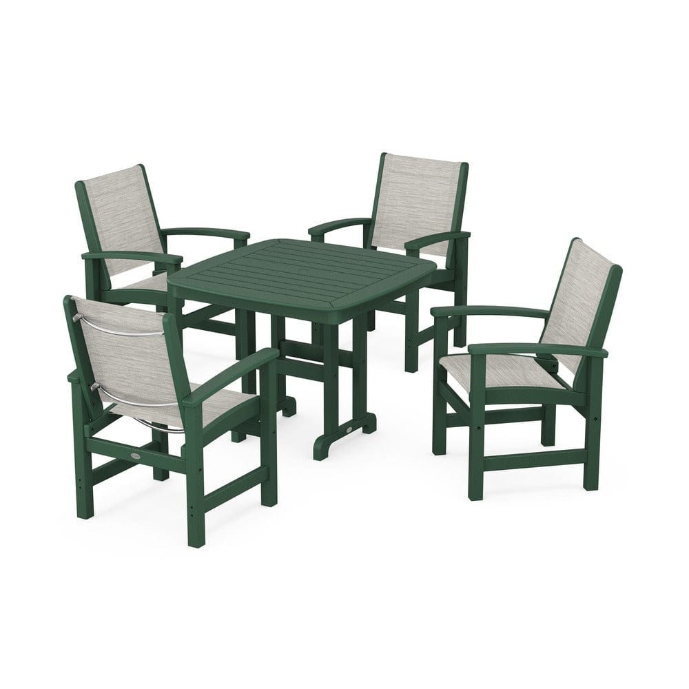 POLYWOOD® Outdoor Furniture Green / Birch Sling POLYWOOD® - Coastal 5-Piece Dining Set - PWS1236