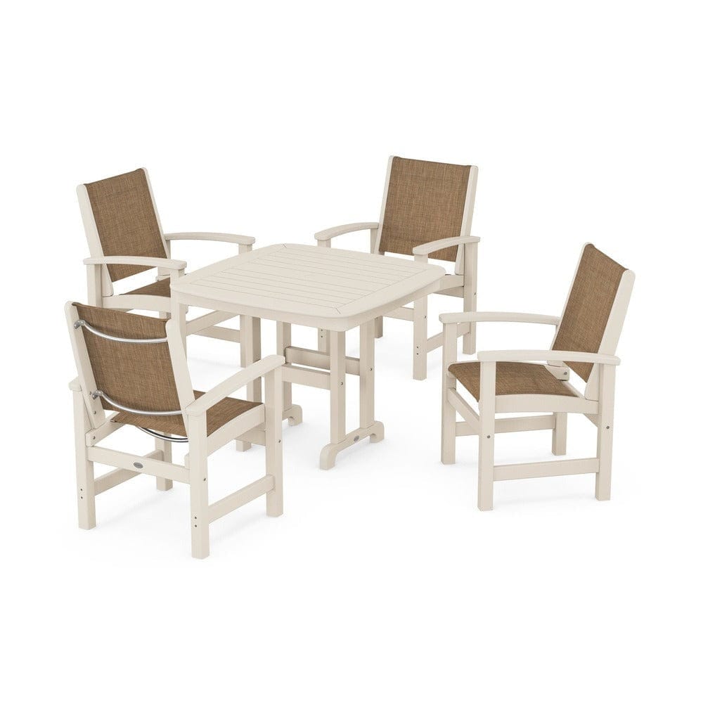 POLYWOOD® Outdoor Furniture Sand / Burlap Sling POLYWOOD® - Coastal 5-Piece Dining Set - PWS1236