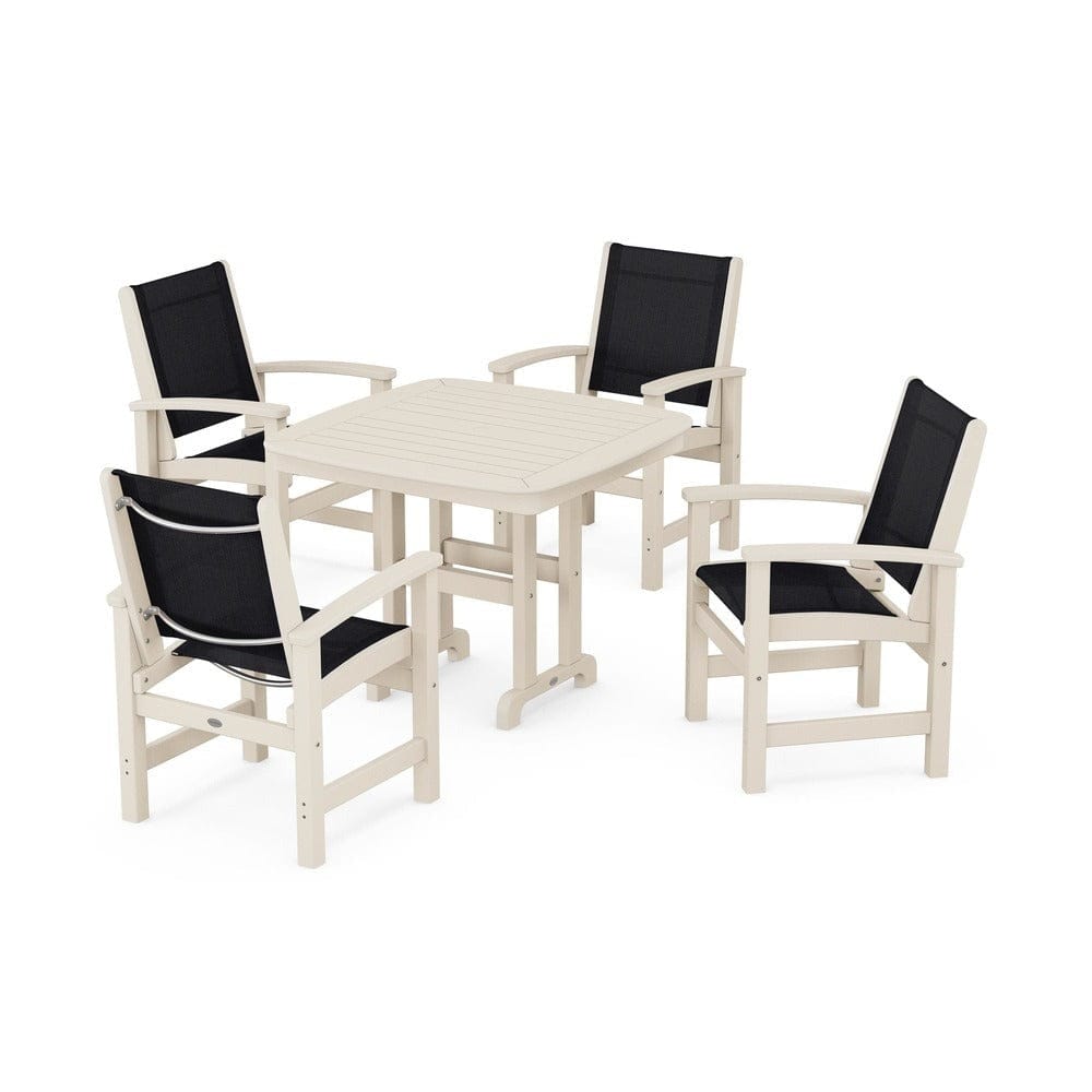 POLYWOOD® Outdoor Furniture Sand / Black Sling POLYWOOD® - Coastal 5-Piece Dining Set - PWS1236