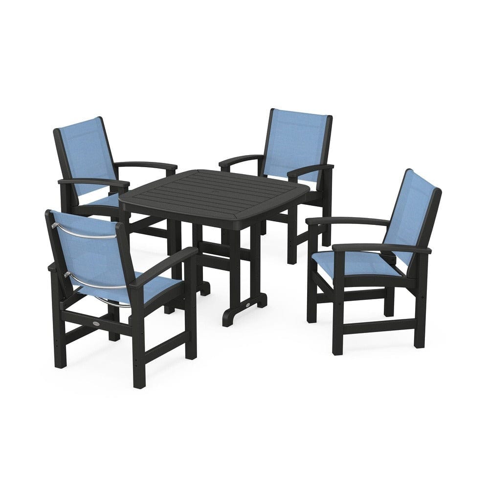 POLYWOOD® Outdoor Furniture Black / Poolside Sling POLYWOOD® - Coastal 5-Piece Dining Set - PWS1236