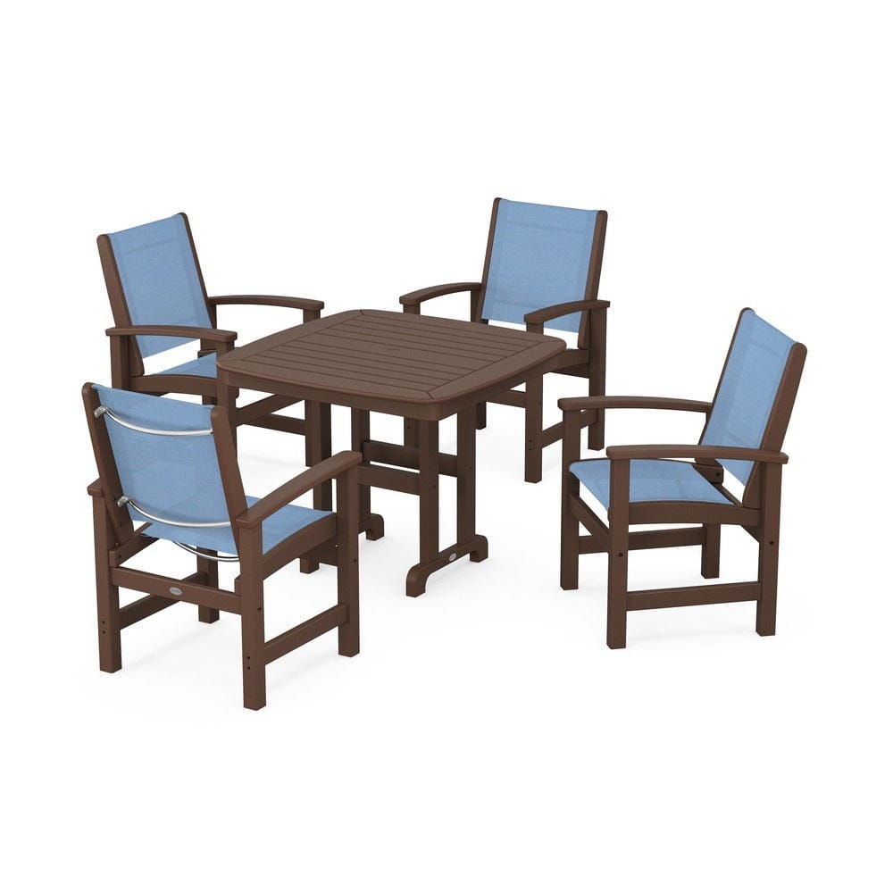 POLYWOOD® Outdoor Furniture Mahogany / Poolside Sling POLYWOOD® - Coastal 5-Piece Dining Set - PWS1236