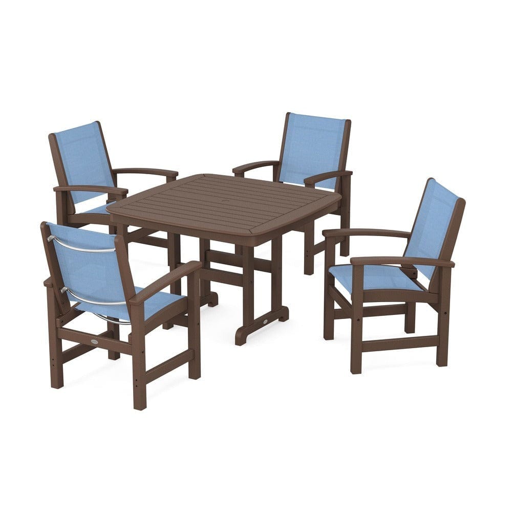 POLYWOOD® Outdoor Furniture Mahogany / Poolside Sling POLYWOOD® - Coastal 5-Piece Dining Set - PWS914