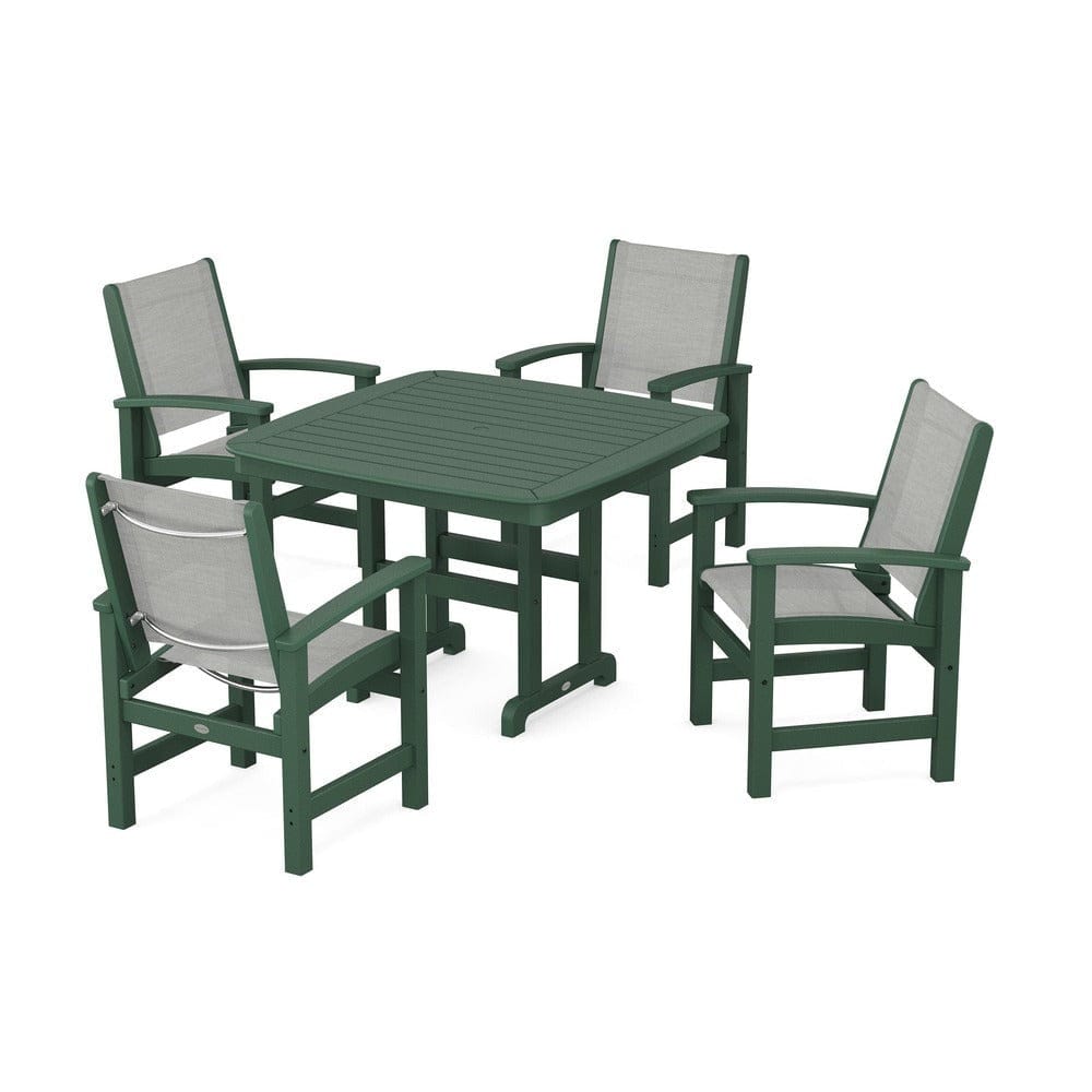 POLYWOOD® Outdoor Furniture Green / Metallic Sling POLYWOOD® - Coastal 5-Piece Dining Set - PWS914