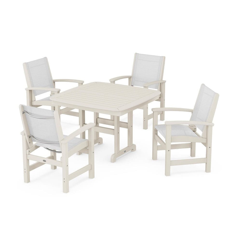 POLYWOOD® Outdoor Furniture Sand / White Sling POLYWOOD® - Coastal 5-Piece Dining Set - PWS914