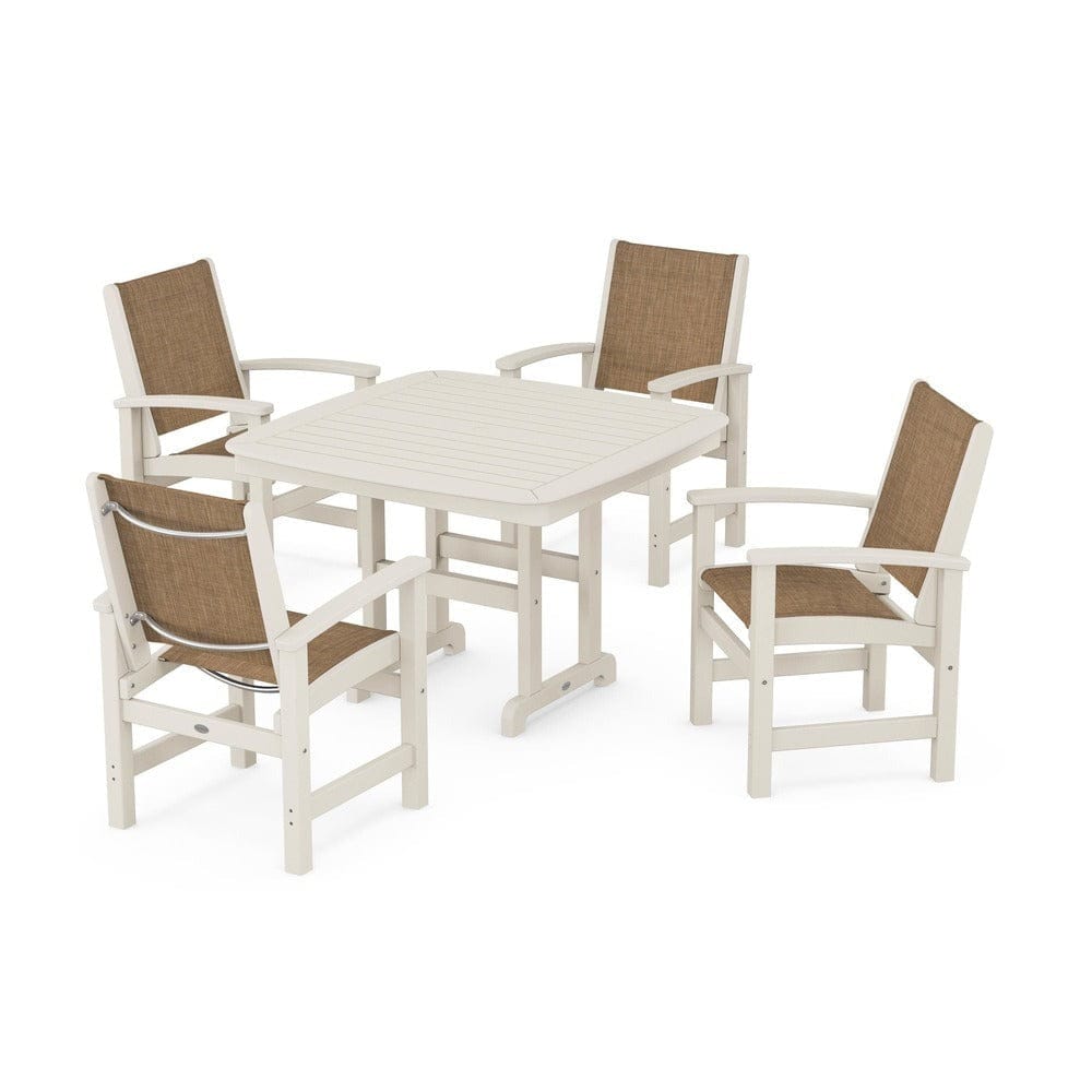 POLYWOOD® Outdoor Furniture Sand / Burlap Sling POLYWOOD® - Coastal 5-Piece Dining Set - PWS914