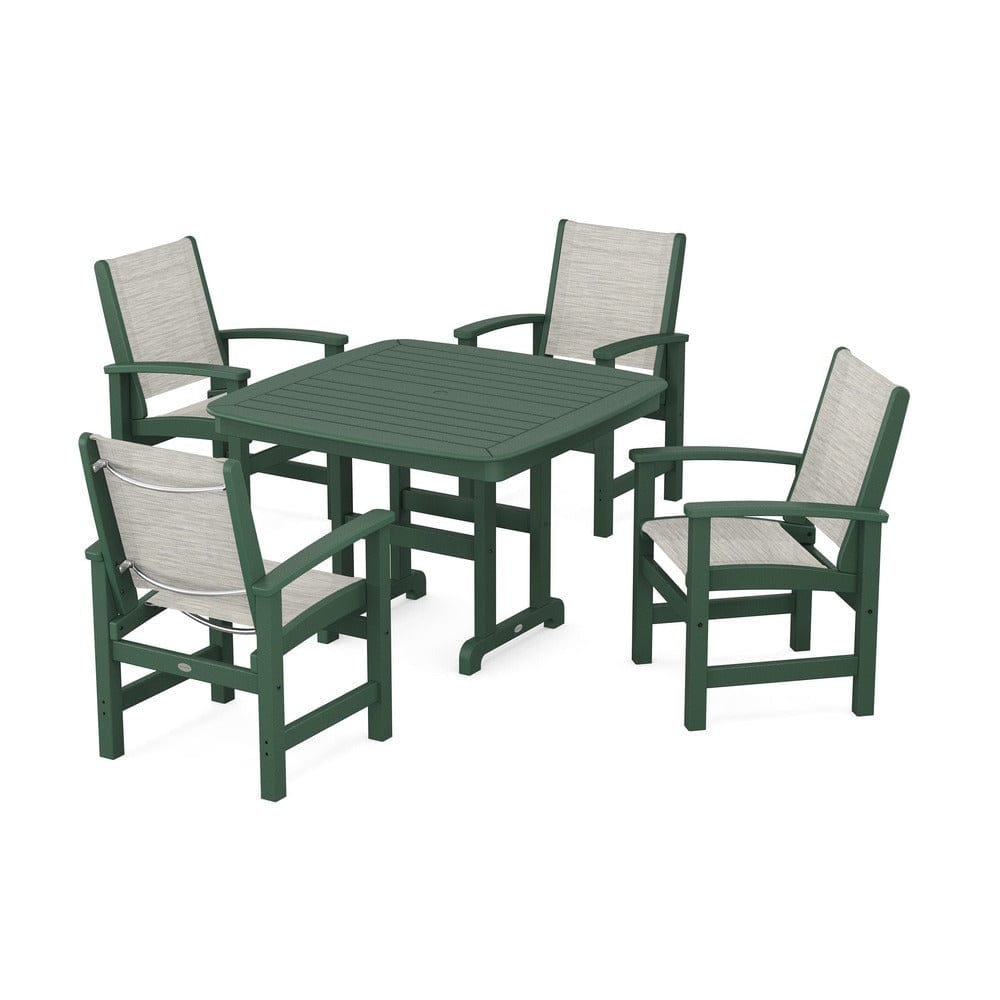 POLYWOOD® Outdoor Furniture Green / Birch Sling POLYWOOD® - Coastal 5-Piece Dining Set - PWS914
