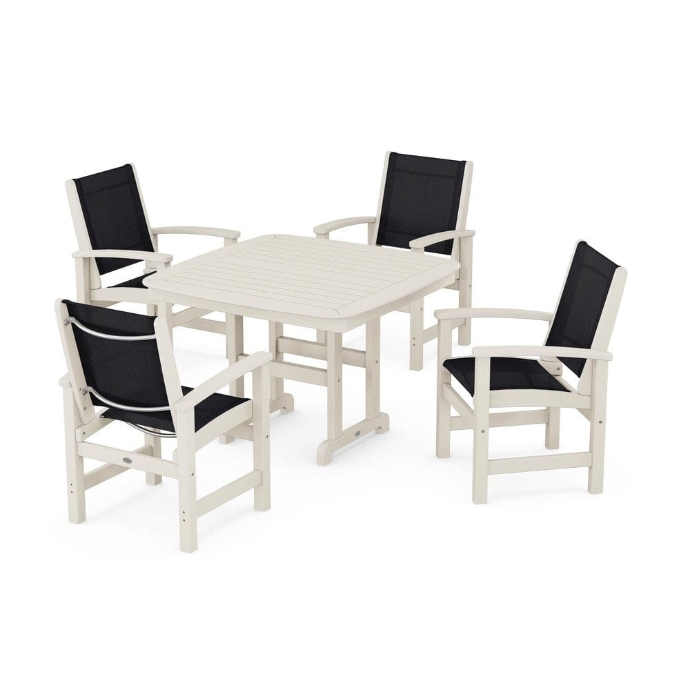 POLYWOOD® Outdoor Furniture Sand / Black Sling POLYWOOD® - Coastal 5-Piece Dining Set - PWS914