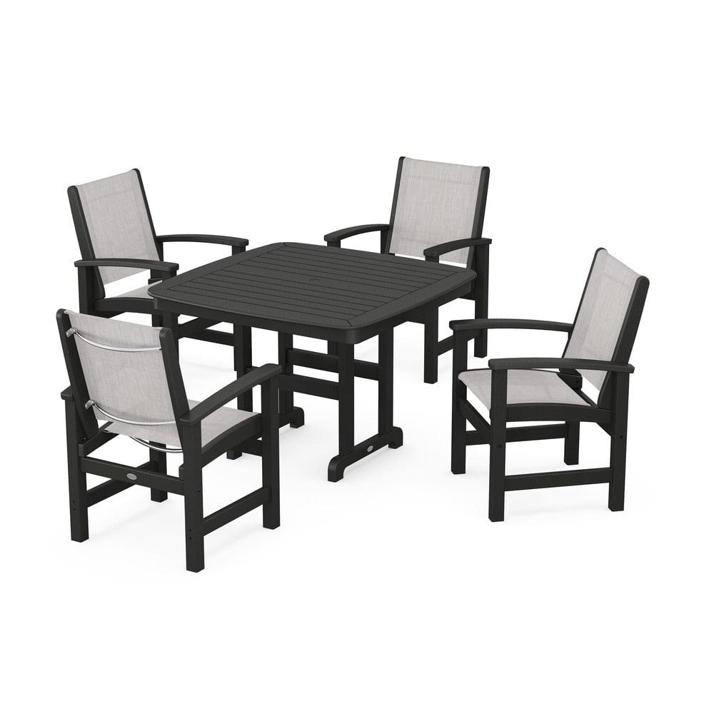 POLYWOOD® Outdoor Furniture Black / Parchment Sling POLYWOOD® - Coastal 5-Piece Dining Set - PWS914