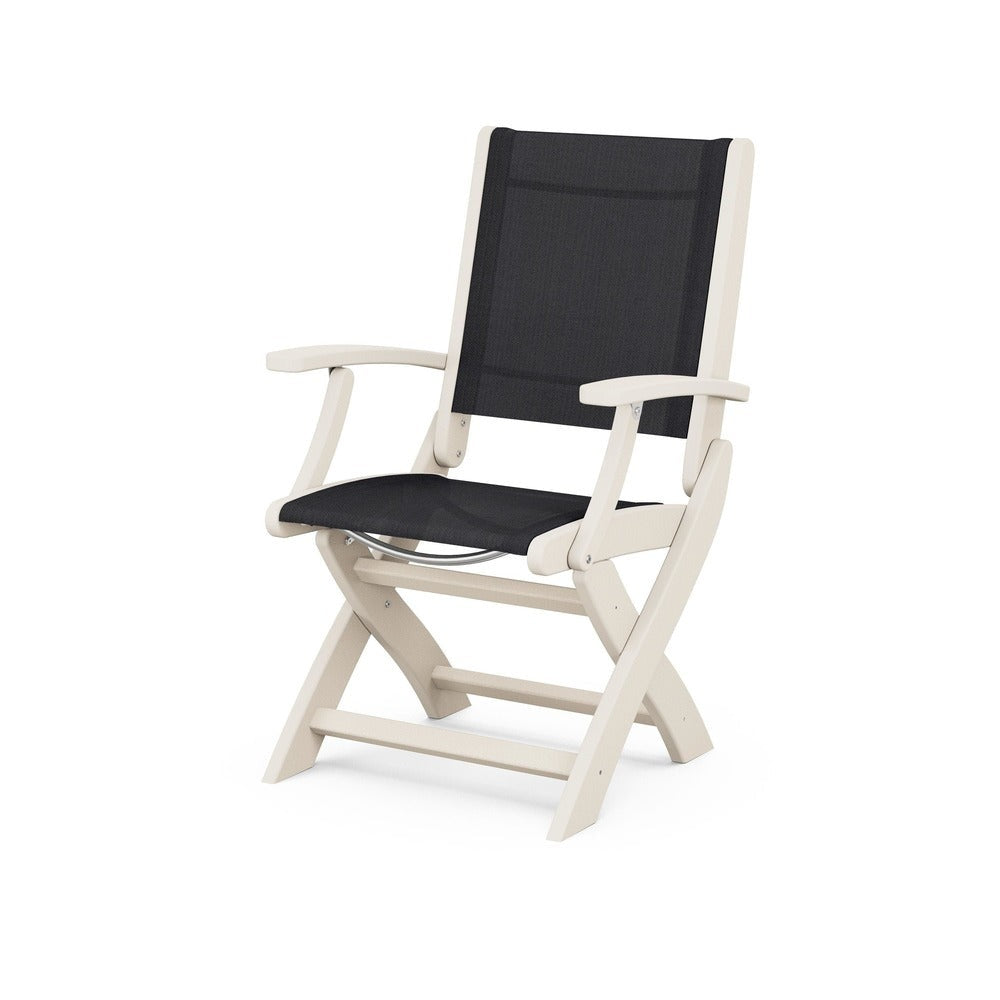 POLYWOOD® Chair Sand / Black Sling POLYWOOD® Coastal Folding Chair - 9000
