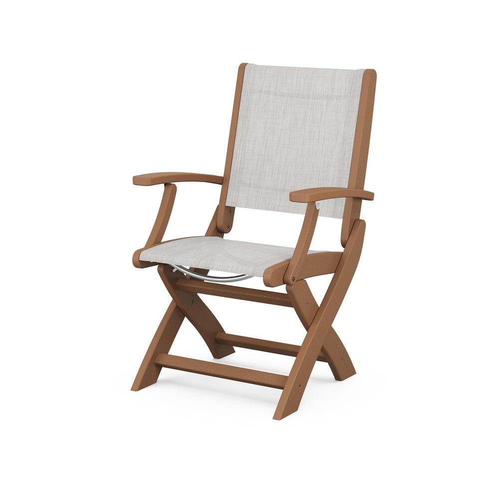 POLYWOOD® Chair Teak / Parchment Sling POLYWOOD® Coastal Folding Chair - 9000