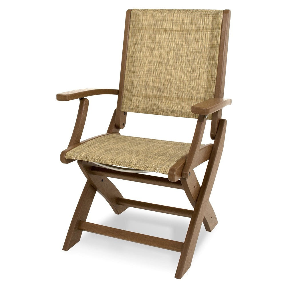 POLYWOOD® Chair Teak / Burlap Sling POLYWOOD® Coastal Folding Chair - 9000