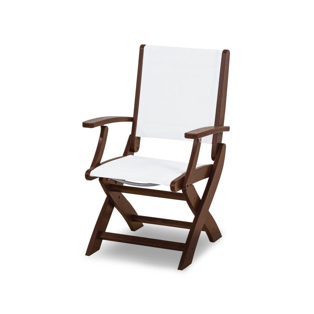 POLYWOOD® Chair Mahogany / White Sling POLYWOOD® Coastal Folding Chair - 9000