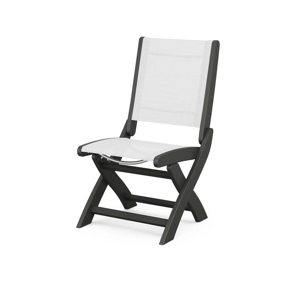 POLYWOOD® Outdoor Furniture Black / White Sling POLYWOOD® - Coastal Folding Side Chair - 9004