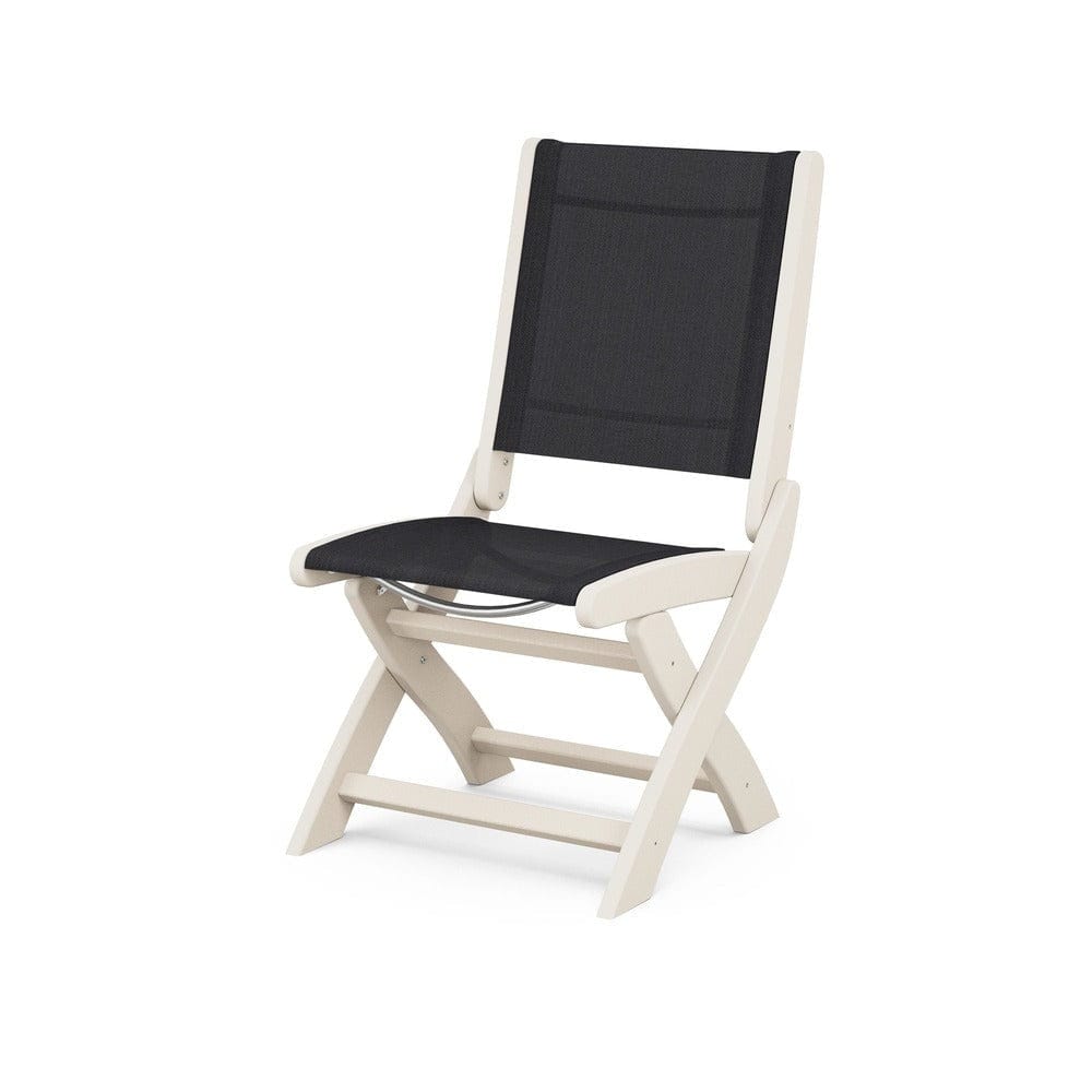 POLYWOOD® Outdoor Furniture Sand / Black Sling POLYWOOD® - Coastal Folding Side Chair - 9004