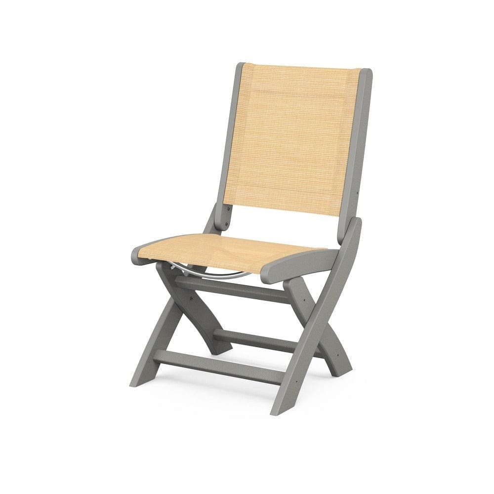 POLYWOOD® Outdoor Furniture Slate Grey / Dupioni Apricot Sling POLYWOOD® - Coastal Folding Side Chair - 9004