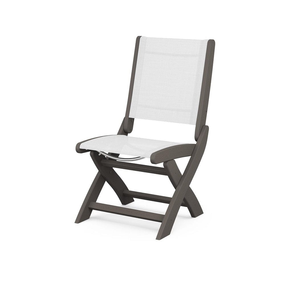POLYWOOD® Outdoor Furniture Vintage Coffee / White Sling POLYWOOD® - Coastal Folding Side Chair - 9004