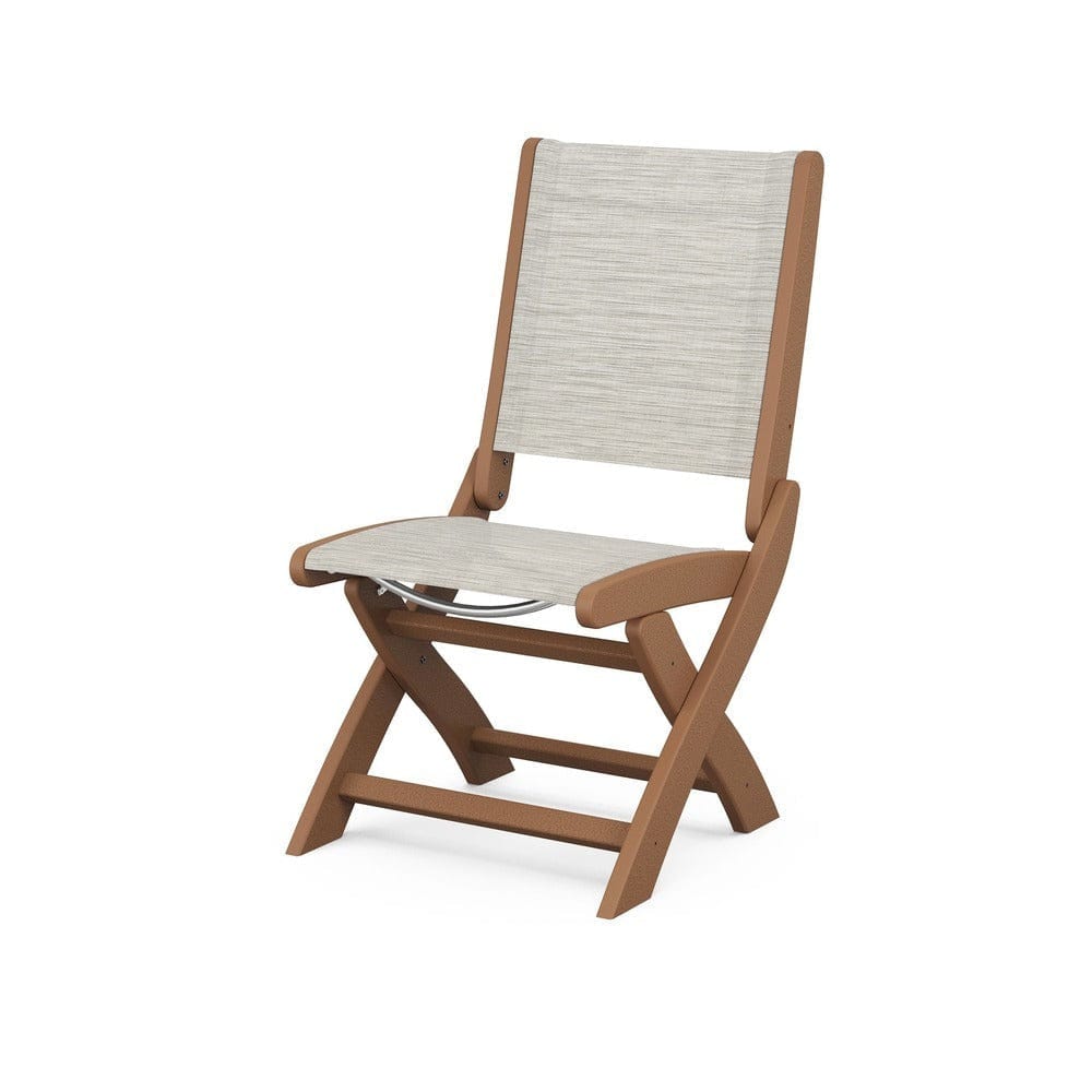 POLYWOOD® Outdoor Furniture Teak / Birch Sling POLYWOOD® - Coastal Folding Side Chair - 9004