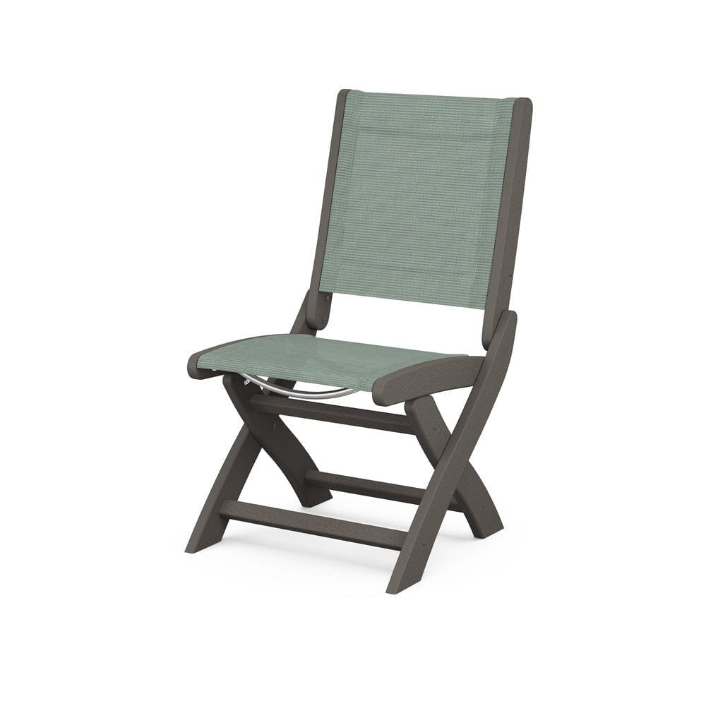 POLYWOOD® Outdoor Furniture Vintage Coffee / Dupioni Sea Mist Sling POLYWOOD® - Coastal Folding Side Chair - 9004