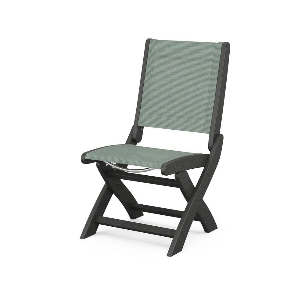 POLYWOOD® Outdoor Furniture Black / Dupioni Sea Mist Sling POLYWOOD® - Coastal Folding Side Chair - 9004