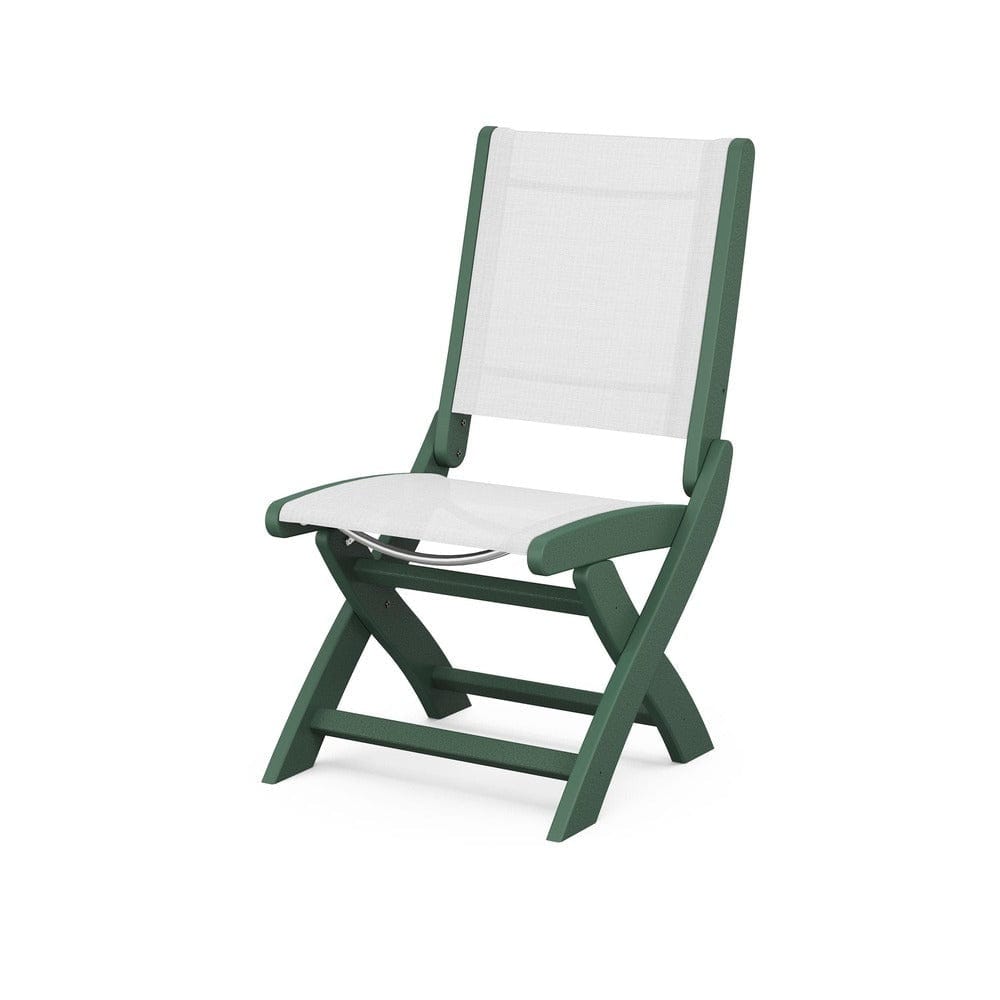POLYWOOD® Outdoor Furniture Green / White Sling POLYWOOD® - Coastal Folding Side Chair - 9004