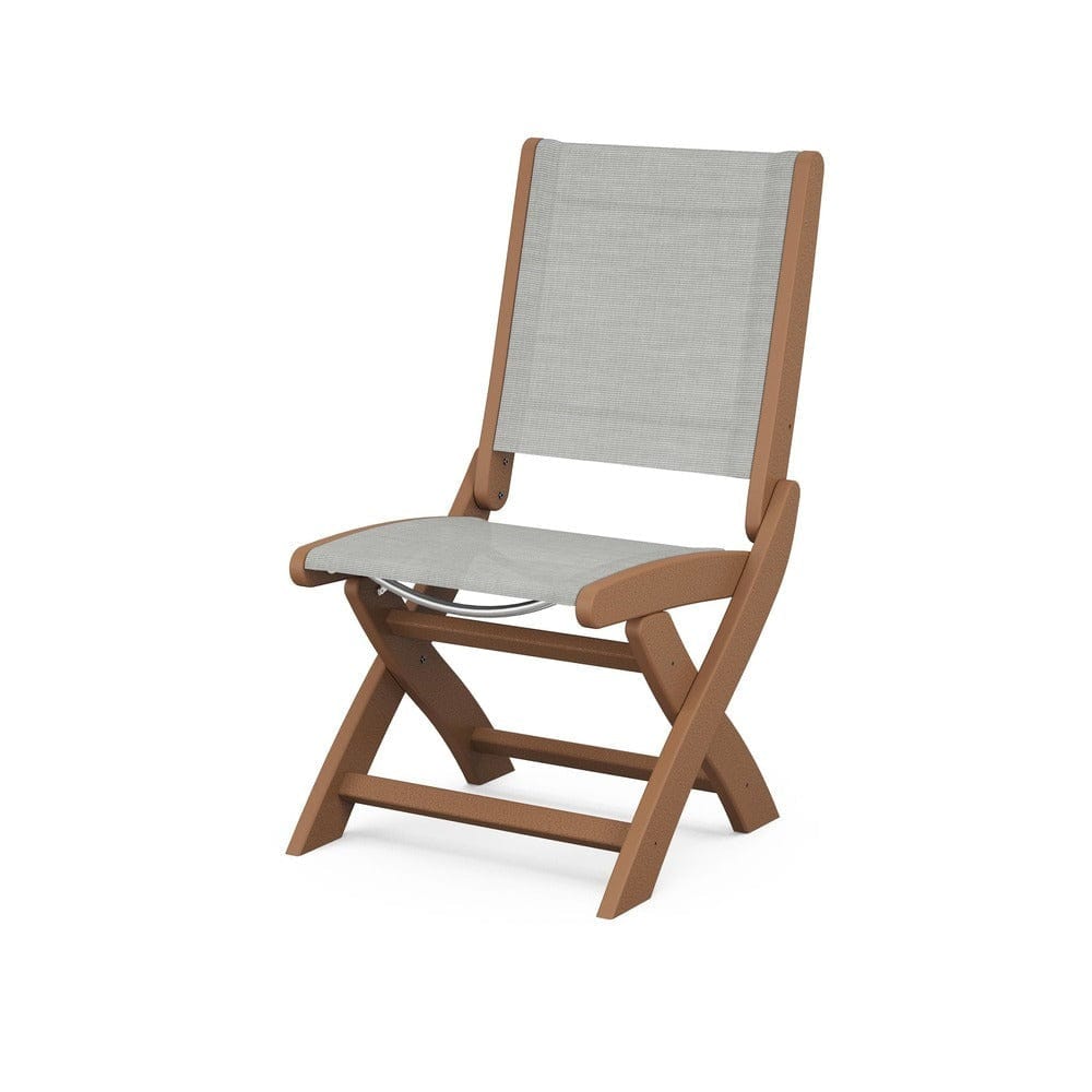 POLYWOOD® Outdoor Furniture Teak / Metallic Sling POLYWOOD® - Coastal Folding Side Chair - 9004