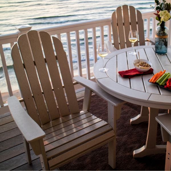 POLYWOOD® Adiroindack Dining Set on a deck overlooking water