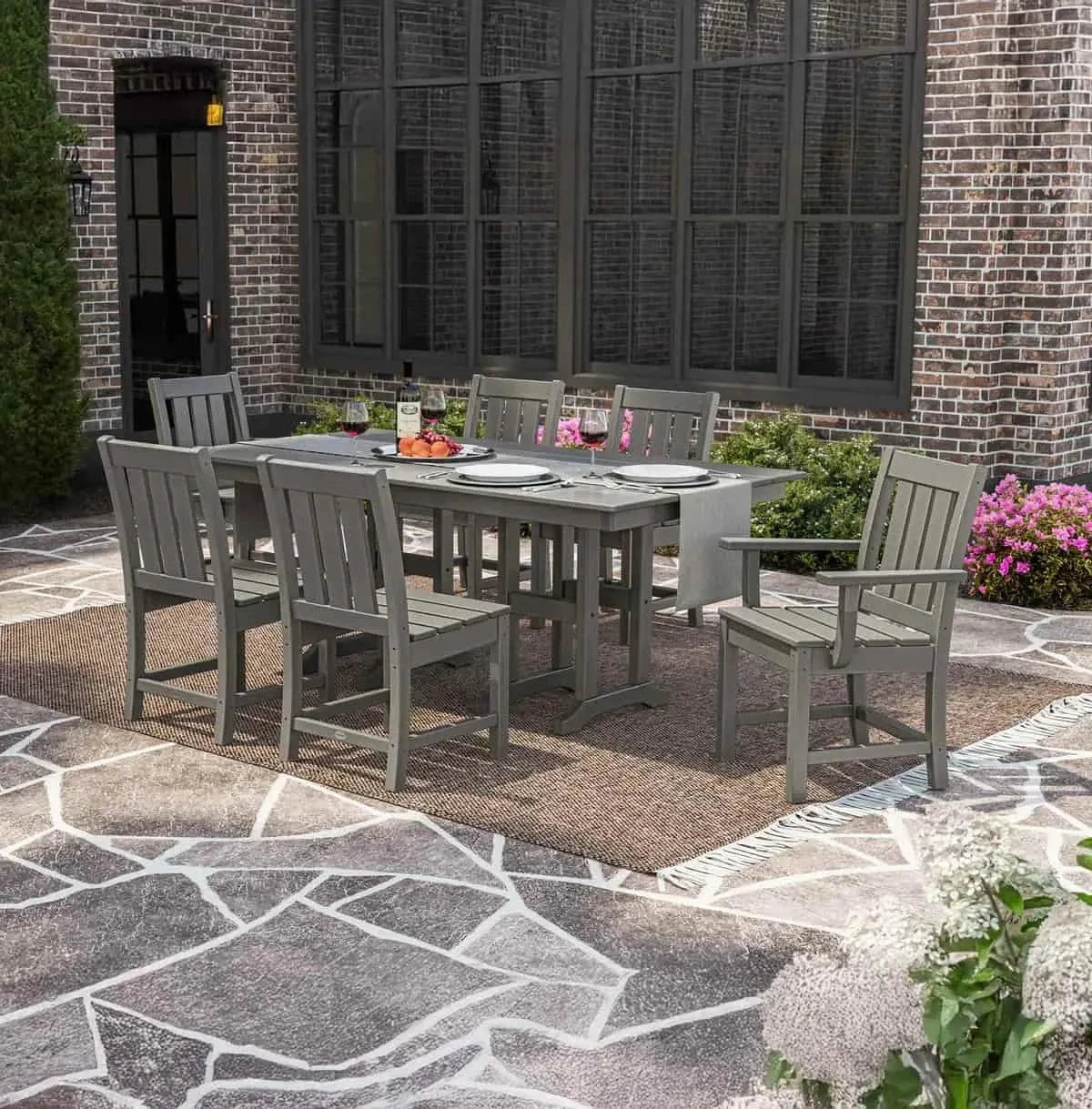POLYWOOD® Oxford 7-Piece Farmhouse Dining Set - PWS2067-1