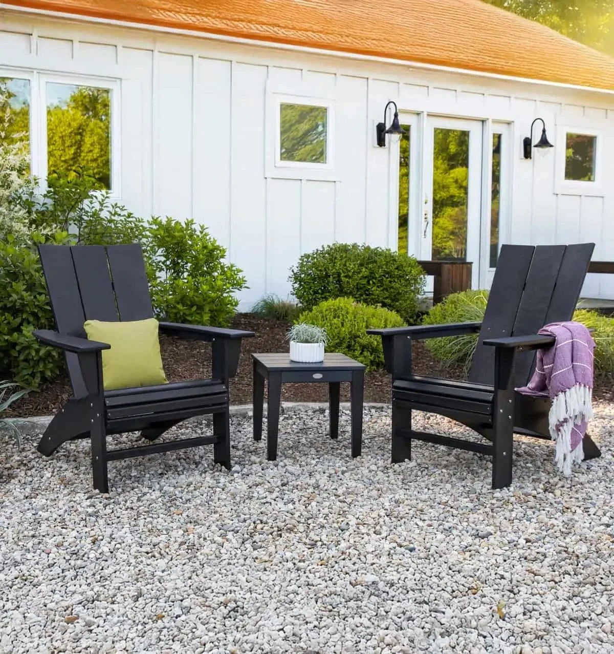 POLYWOOD® Modern 3-Piece Curveback Adirondack Set - PWS420-1 Adirondack Chair POLYWOOD®