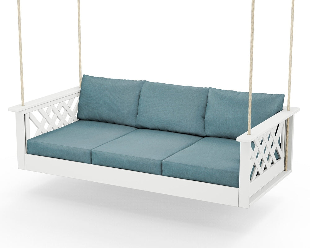 Wovendale Daybed Swing - White / Ocean Teal
