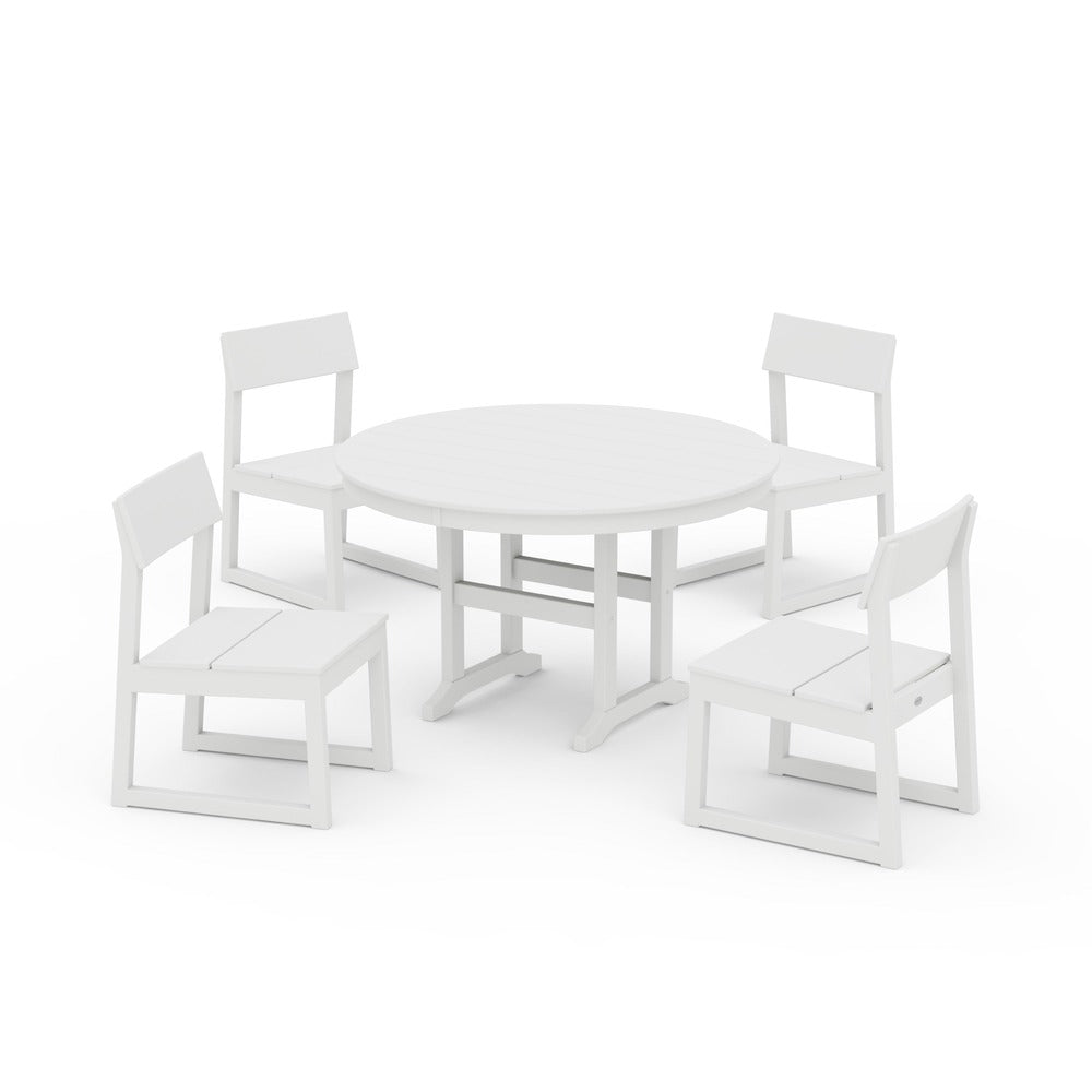 POLYWOOD® - EDGE Side Chair 5-Piece Round Farmhouse Dining Set - PWS1360 Outdoor Furniture POLYWOOD®