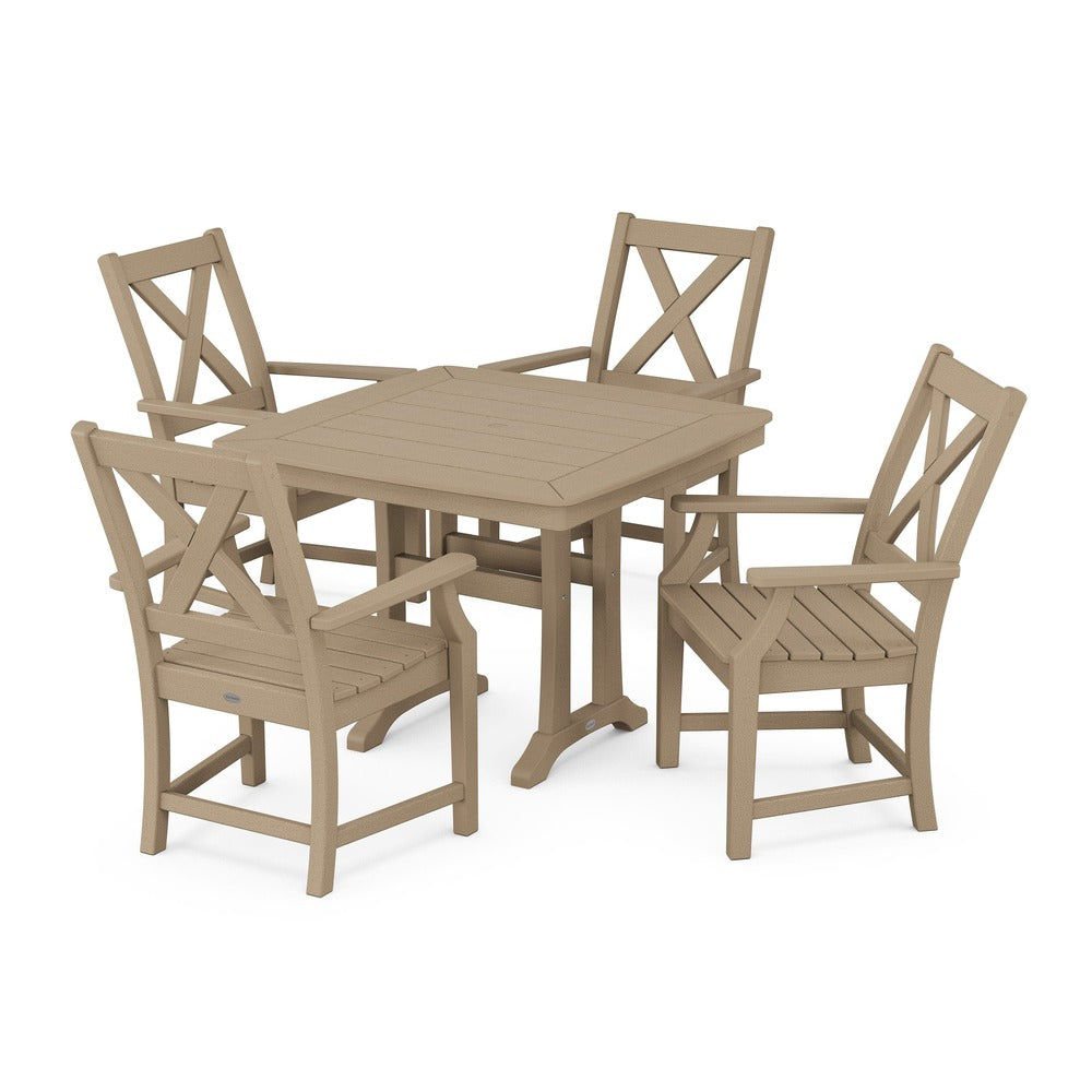 POLYWOOD® Braxton 5-Piece Dining Set with Trestle Legs - Vintage Sahara PWS960-1-VSH