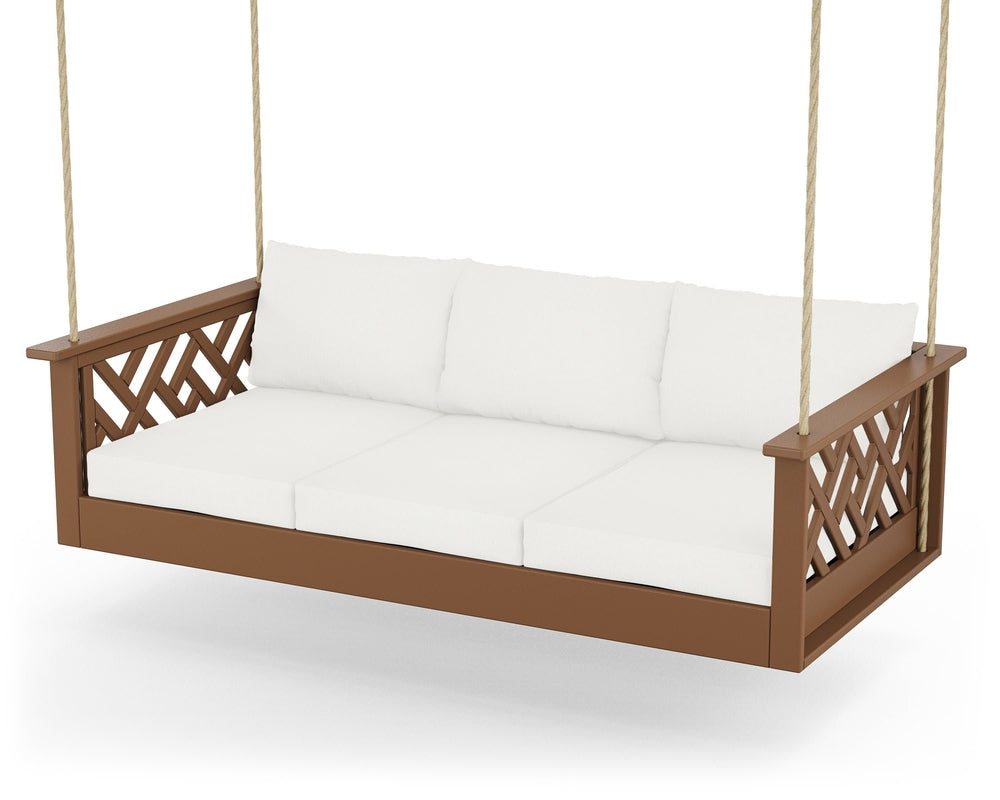 Chippendale Daybed Swing - Teak / Natural Linen