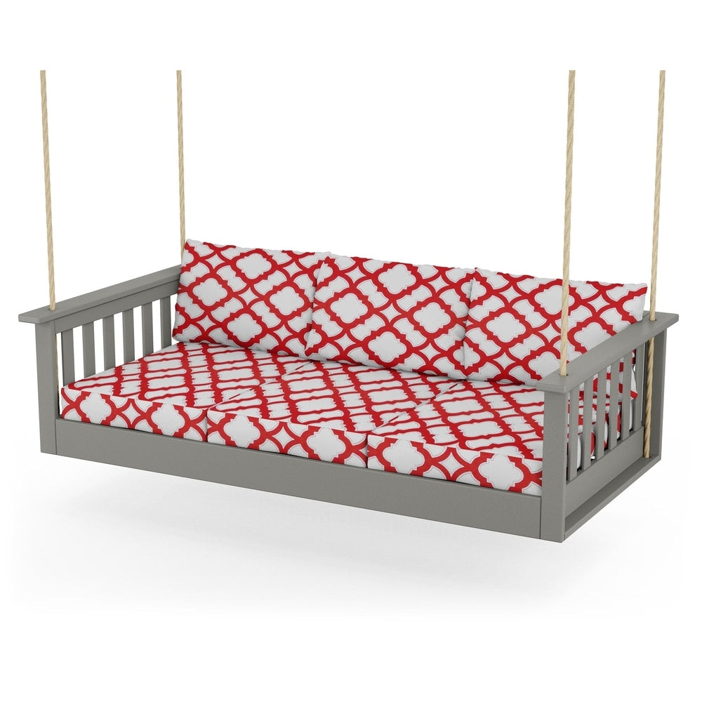 Vineyard Daybed Swing - Slate Grey / Trellis Crimson