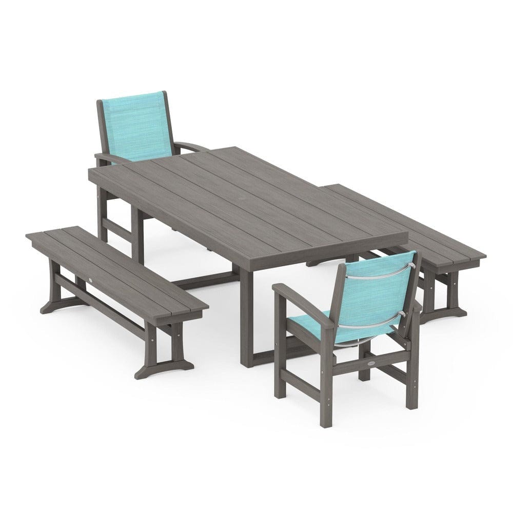 POLYWOOD® - Coastal 5-Piece Dining Set with Trestle Legs - PWS870