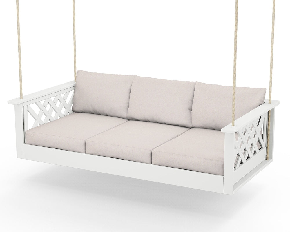 Wovendale Daybed Swing - White / Dune Burlap