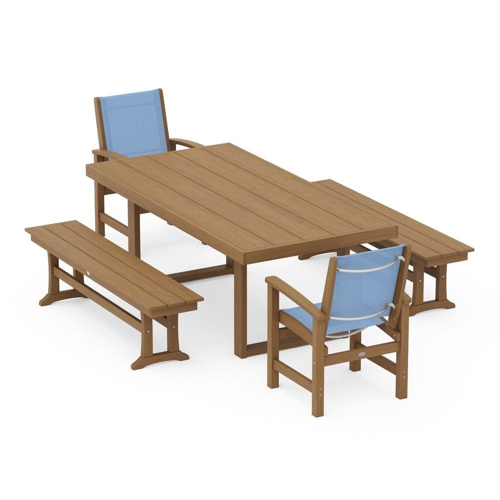 POLYWOOD® - Coastal 5-Piece Dining Set with Trestle Legs - PWS870