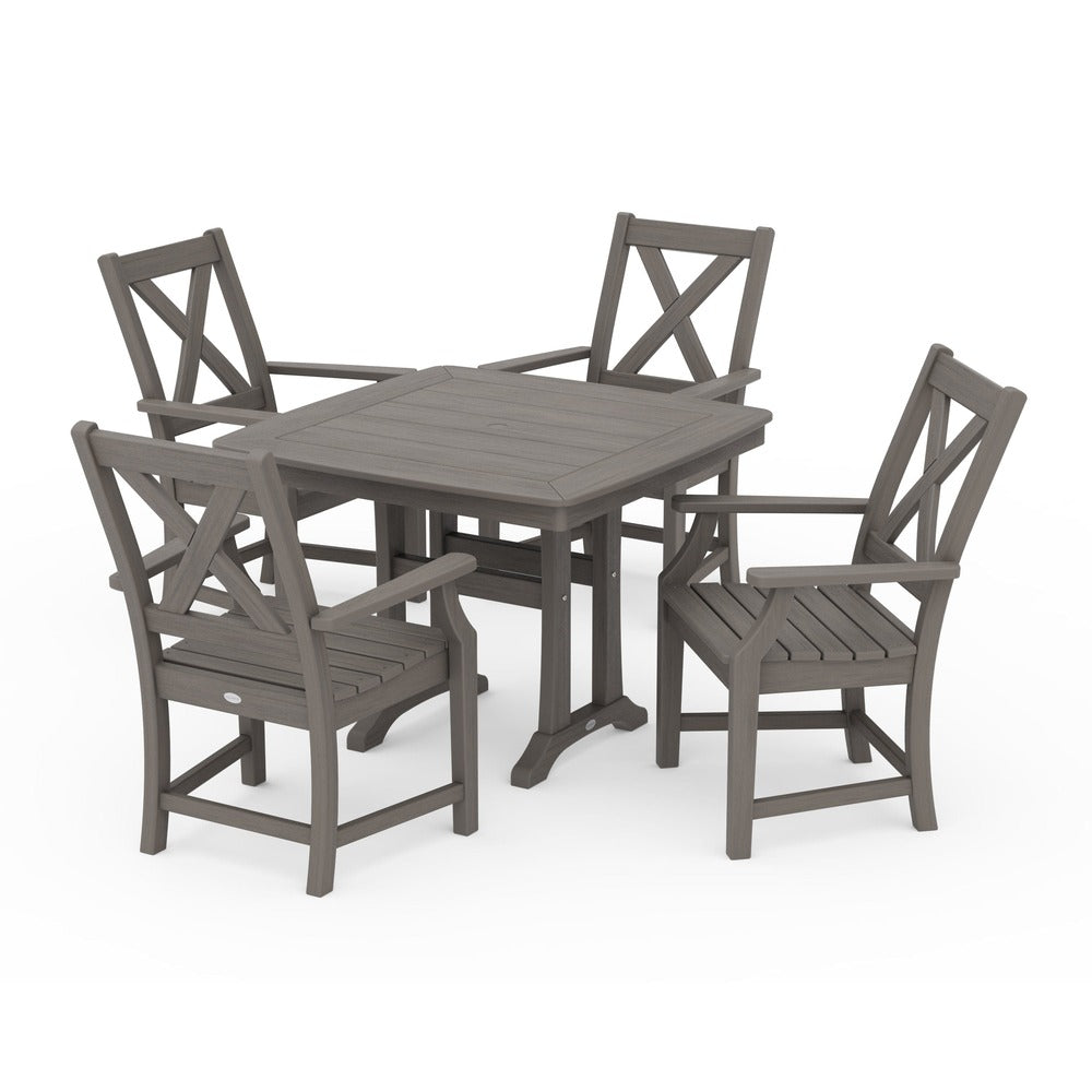 POLYWOOD® Braxton 5-Piece Dining Set with Trestle Legs - Driftwood PWS960-1-NDW