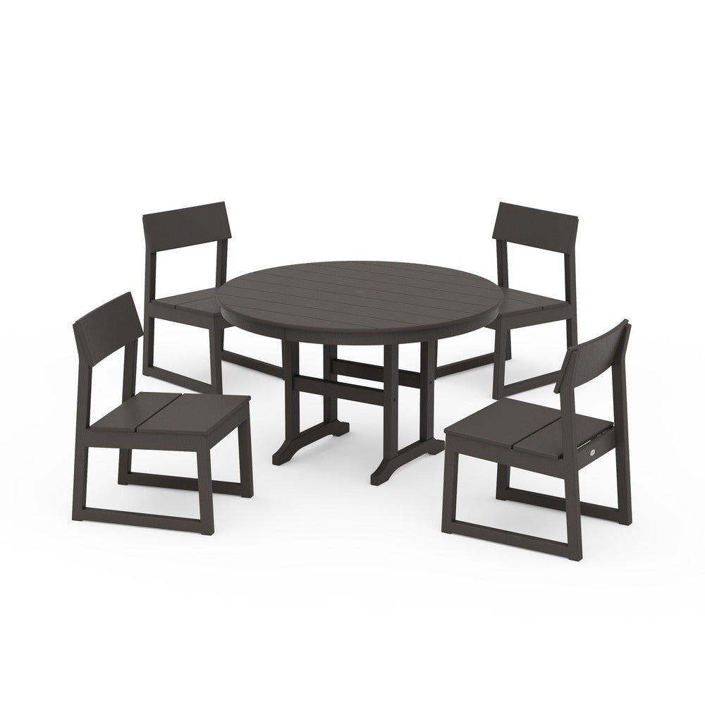 POLYWOOD® - EDGE Side Chair 5-Piece Round Farmhouse Dining Set - PWS1360 Outdoor Furniture POLYWOOD®