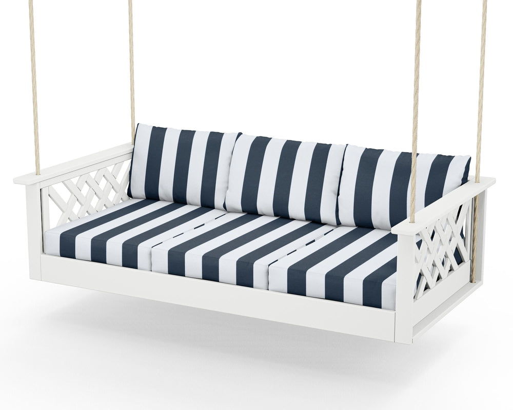 Wovendale Daybed Swing - White / Cabana Stripe Marine Indigo