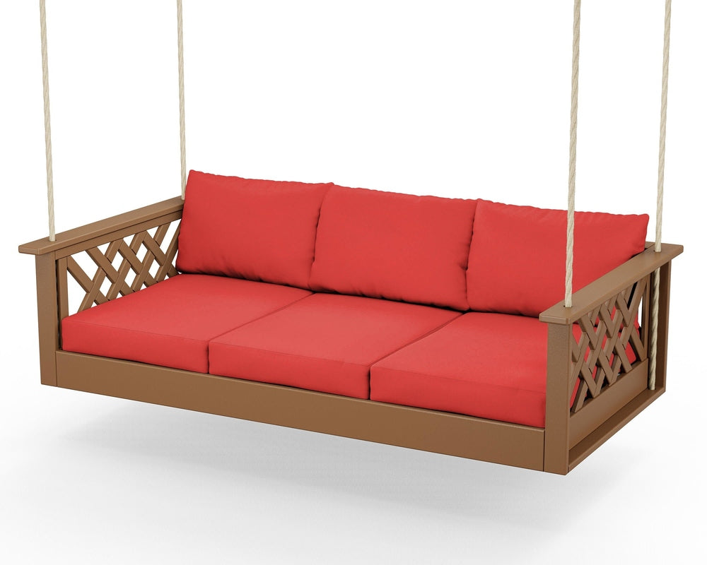 Wovendale Daybed Swing - Teak / Crimson Linen